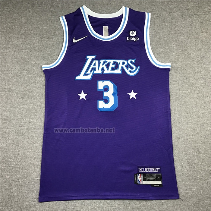 Camiseta Los Angeles Lakers Anthony Davis #3 Ciudad Edition 2021-22 Violeta
